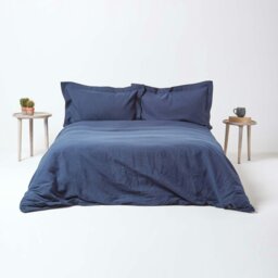 Rackhams French Flax Linen Oxford Pillowcase, Standard Size - Navy Blue - thumbnail 6