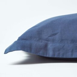 Rackhams French Flax Linen Oxford Pillowcase, Standard Size - Navy Blue - thumbnail 3