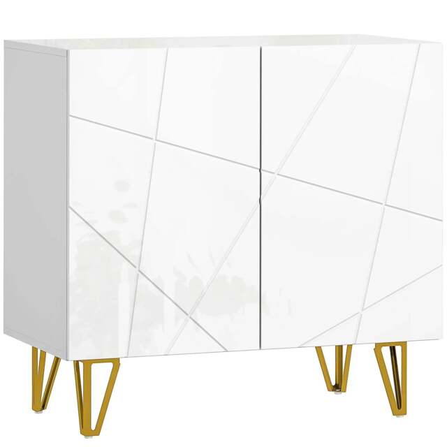 Rackhams Modern Luxe High Gloss Sideboard, with Hairpin Legs - White