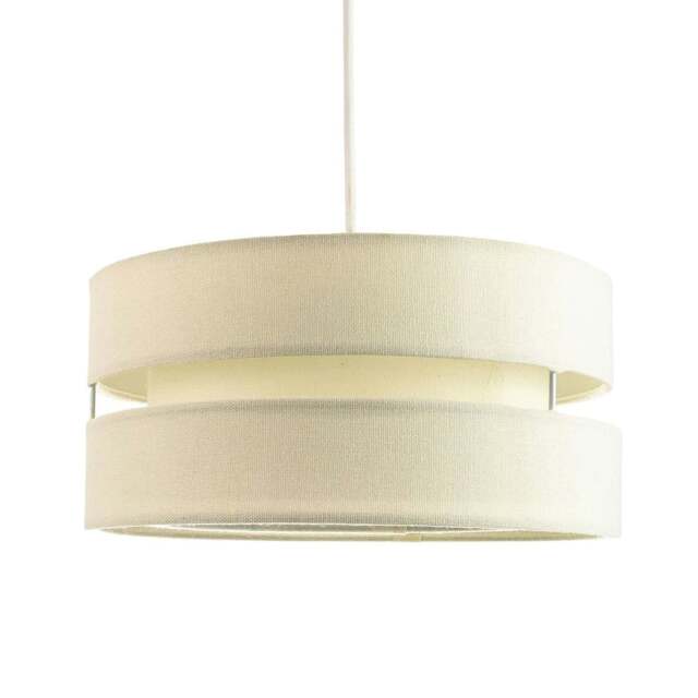 Rackhams Contemporary Quality Cream Linen Fabric Triple Tier Ceiling Pendant Light Shade - image 1
