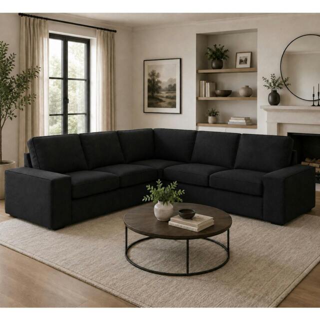 Rackhams Alaska Large Corner Sofa Full Back - Black - image 1