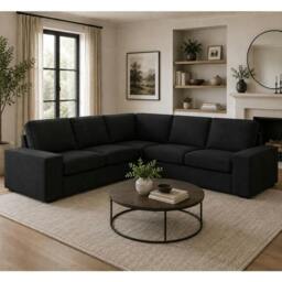 Rackhams Alaska Large Corner Sofa Full Back - Black - thumbnail 1