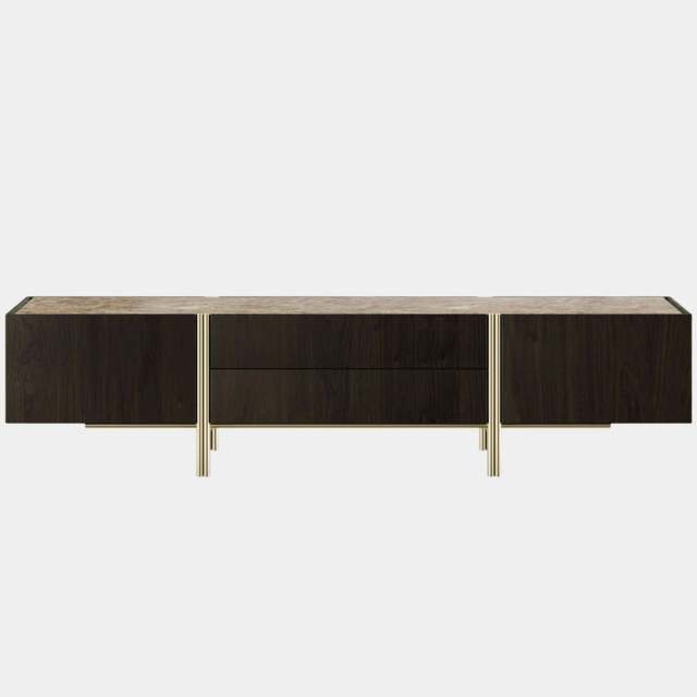 Rackhams Edge TV Cabinet with Marble & Aged Brass - image 1