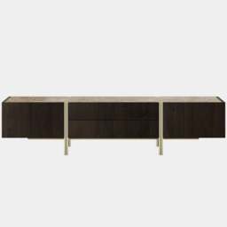 Rackhams Edge TV Cabinet with Marble & Aged Brass - thumbnail 1