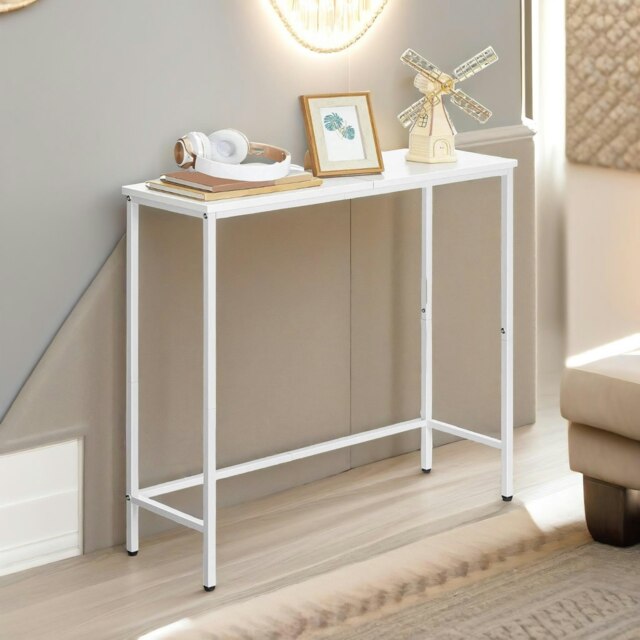 Rackhams Industrial Slim Hallway Console Table White - image 1