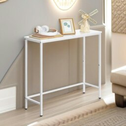 Rackhams Industrial Slim Hallway Console Table White - thumbnail 1