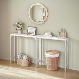 Rackhams Industrial Slim Hallway Console Table White - thumbnail 4