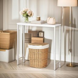 Rackhams Industrial Slim Hallway Console Table White - thumbnail 2