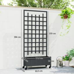 Rackhams Wooden Trellis Planter, Raised Garden Bed with Wheels, Grey - Grey - Fir wood - 82.5L x 35W x 186H - thumbnail 3