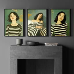 Rackhams Art Print For Living Room - Set of 3 Boho Women Wall art Prints - A2 16.54 x 23.39 in / 42 x 59.4 cm - Matte Museum Quality Art Paper 290 gsm - Black Frame - thumbnail 5