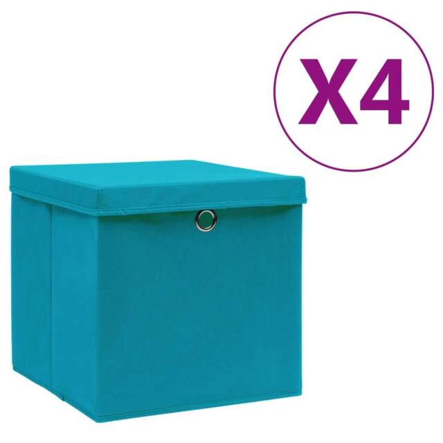 Rackhams Storage Boxes with Covers 4 pcs 28x28x28 cm Baby Blue