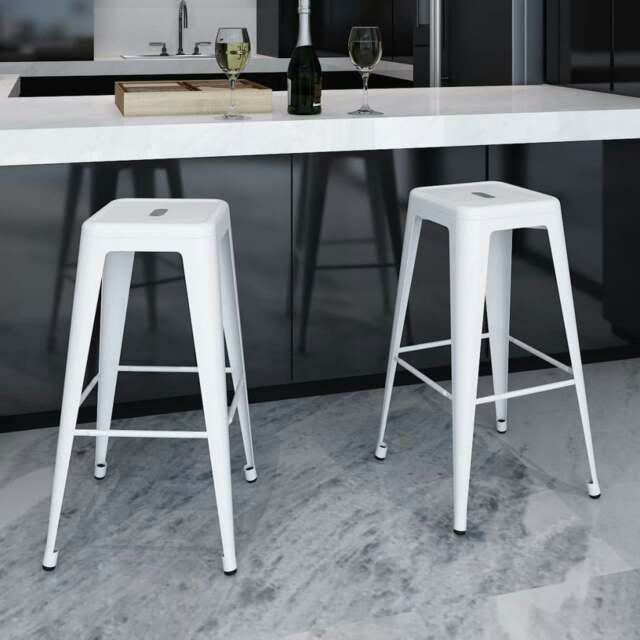 Rackhams Bar Stools 2 pcs White Steel