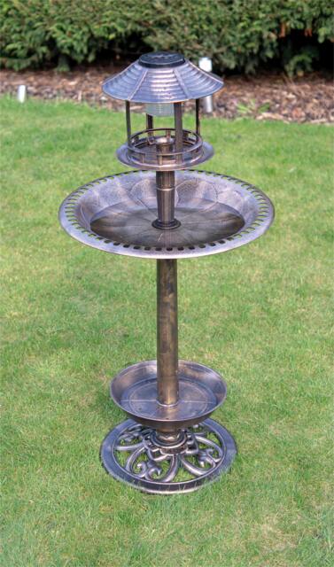 Rackhams Ornamental Free Standing, Weather Resistant, Pedestal style, Easy Assemble Bird Bath Feeder with Solar Powered Light - image 1