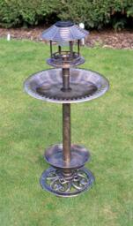 Rackhams Ornamental Free Standing, Weather Resistant, Pedestal style, Easy Assemble Bird Bath Feeder with Solar Powered Light