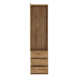 Rackhams Fribo Tall narrow 1 door 3 drawer glazed display cabinet in Oak - Full Assembly Required - Oak - Matt - thumbnail 2