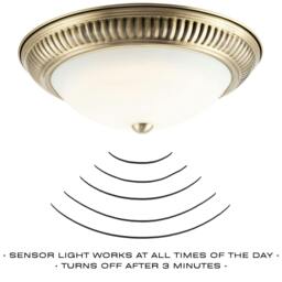 Rackhams Modern LED IP44 Flush Ceiling Light in Antique Brass with Sensor - thumbnail 3