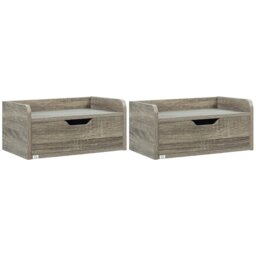 Rackhams Floating Nightstand Set of 2, Nightstand with Drawer, Grey - Natural wood finish - thumbnail 3