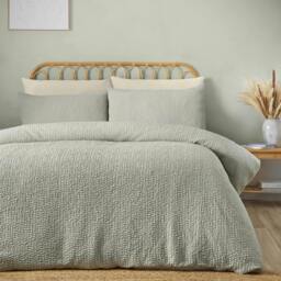 Rackhams Crinkle Seersucker Duvet Cover Set Green - Super King - Green