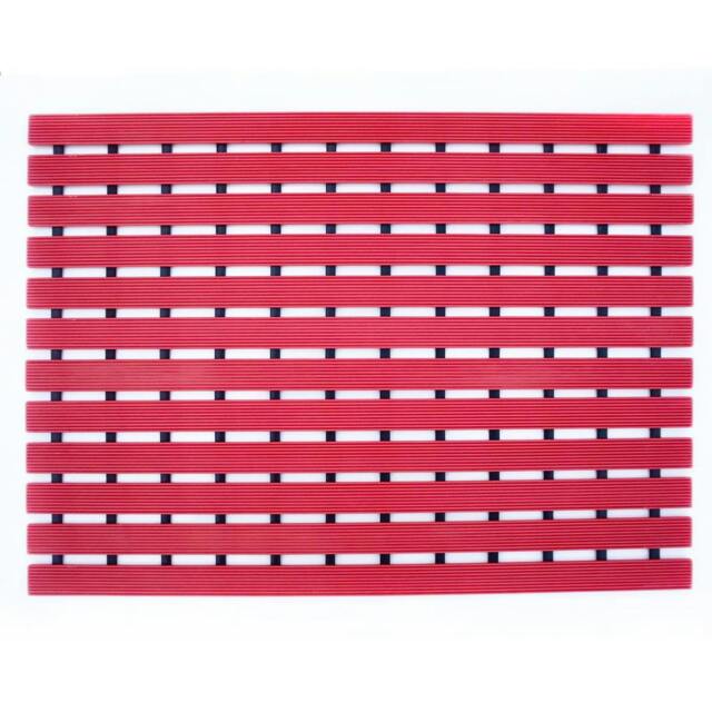 Rackhams Non-Slip PVC Duckboard Shower Mat - 61cm x 43cm - Red - image 1