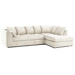 Rackhams Luxor Full Cord Fabric 5 Seater Corner Sofa Scatter Back - Cream - Right Hand Facing - thumbnail 1