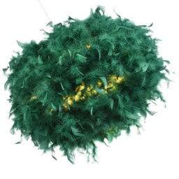 Rackhams Contemporary and Unique Large Green Real Feather Decorated Pendant Light Shade - thumbnail 3