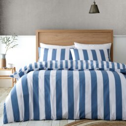 Rackhams Cove Stripe Reversible Duvet Cover Set - Silver Grey - King - thumbnail 2
