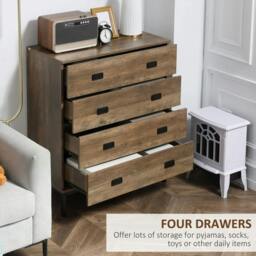 Rackhams Chest of Drawers, 4-Drawer Storage Organiser Unit with Metal Frame for Bedroom, Living Room, Brown - thumbnail 5