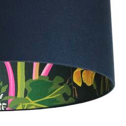 "Rackhams Rabarber Wallpaper Silhouette Lampshade in Deep Space Navy - Table / Floor Lamp - 30cm Diameter x 20cm Height / (12"" x 8"")" - thumbnail 3
