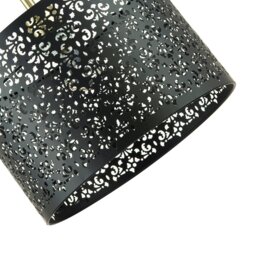 Rackhams Marrakech Designed Matte Black Metal Pendant Light Shade with Floral Decoration - thumbnail 5