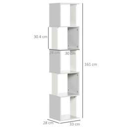 Rackhams Modern 5-Tier Bookshelf, Freestanding Bookcase Storage Shelving for Living Room Home Office Study, White and Light Grey - thumbnail 3