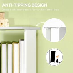 Rackhams Modern 5-Tier Bookshelf, Freestanding Bookcase Storage Shelving for Living Room Home Office Study, White and Light Grey - thumbnail 6
