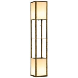 Rackhams Shelf Floor Lamp with Dual Light, for Living Room Brown - thumbnail 2