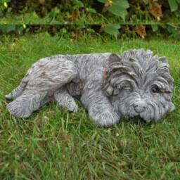 Rackhams Sleeping Terrier Small Garden Ornament - thumbnail 1