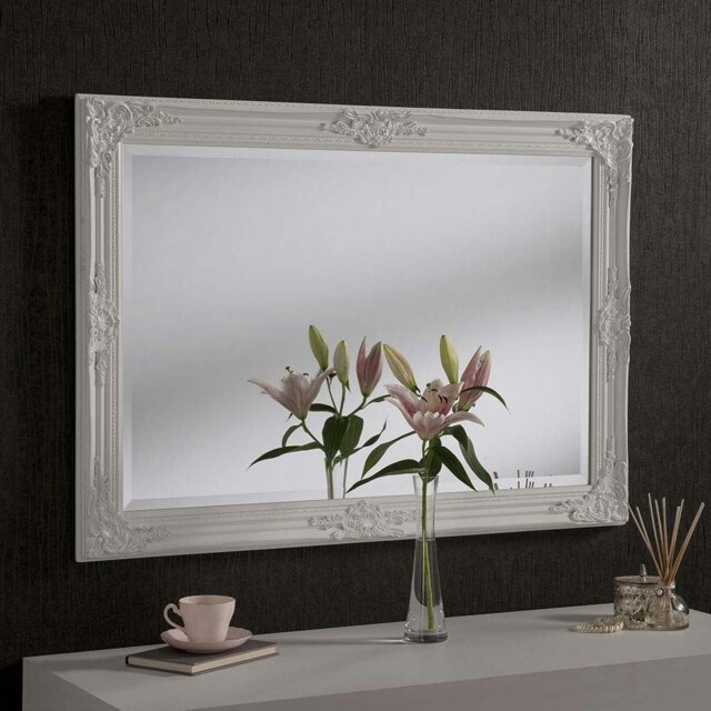 Rackhams Florence Large Wall Mirror In White 104cm x 74cm - White - image 1