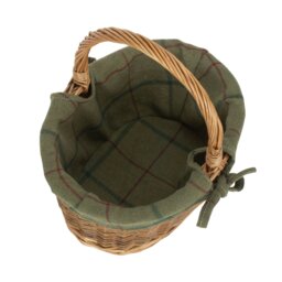 Rackhams Red Checked Lined Country Oval Wicker Shopping Basket - Large - thumbnail 5