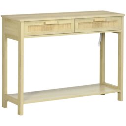 Rackhams Console Table w/ Storage Shelf 2 Drawers for Entryway Bedroom Natural - thumbnail 2