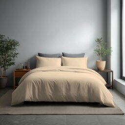 Rackhams Microfibre Soft Touch Duvet Cover And Pillowcase/s Set Bed Linen - Super King - Cream - thumbnail 1
