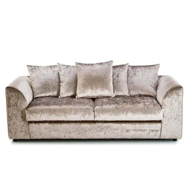 Rackhams Crushed Velvet 3 Seater Sofa Scatterback - Beige - image 1