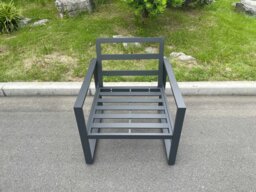 Rackhams 6 Seater Aluminum Garden Furniture Set with Gas Fire Pit Dining Table and 6 Chairs - Dark Grey - thumbnail 6