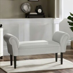 Rackhams Wooden Chaise Lounge Bed End Bench Seat With Arms Grey - thumbnail 6