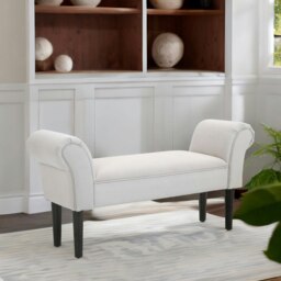 Rackhams Wooden Chaise Lounge Bed End Bench Seat With Arms Grey - thumbnail 2