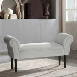 Rackhams Wooden Chaise Lounge Bed End Bench Seat With Arms Grey