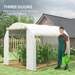 Rackhams Polytunnel Greenhouse with PE Cover, Galvanised Steel Frame, White - thumbnail 5