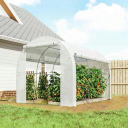 Rackhams Polytunnel Greenhouse with PE Cover, Galvanised Steel Frame, White - thumbnail 1