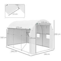 Rackhams Polytunnel Greenhouse with PE Cover, Galvanised Steel Frame, White - thumbnail 6