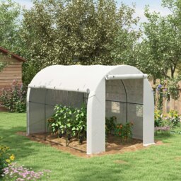 Rackhams Polytunnel Greenhouse with PE Cover, Galvanised Steel Frame, White - thumbnail 3