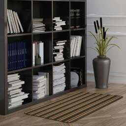 Rackhams Washable All-Purpose Stripe Chocolate Mats - 100X150 cm - thumbnail 3