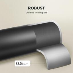 Rackhams Steel Curtain Rod Quiet Rail Pole Set Extendable Adjustable Home Hotel - 76-221cm (Black) - thumbnail 5
