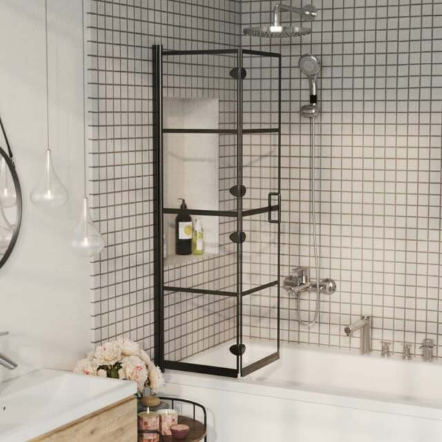 Rackhams Folding Shower Enclosure ESG 80x140 cm Black - image 1