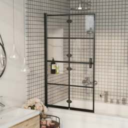 Rackhams Folding Shower Enclosure ESG 80x140 cm Black - thumbnail 3